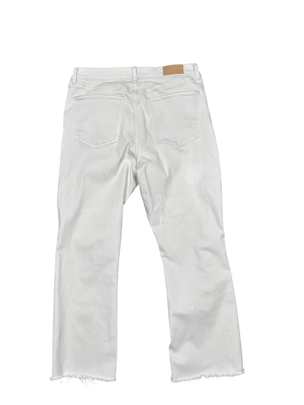 Pistola Cassie high rise straight crop jeans size 32 STAINED ivory raw hem